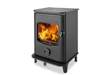 Graphite 5 black multifuel stove on a white background.