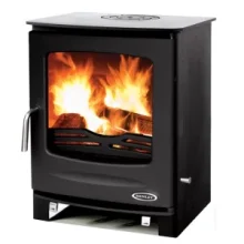 Henley Sherwood 8 matt black stove on a white background.