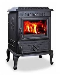 Olymberyl Maximus 12kw black stove on a white background.