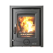 Achill 7 eco black insert stove on a white background.