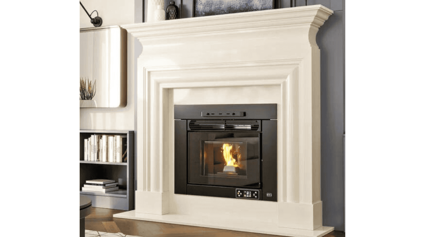 Insert pellet stove in a fireplace.