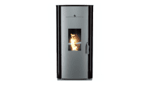 Black GT20 PELLET BOILER STOVE ON A WHITE BACKGROUND.