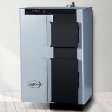 ABC Combo pellet boiler in grey and black colour.