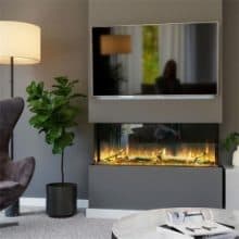 Aurora electric stove in a media wall.