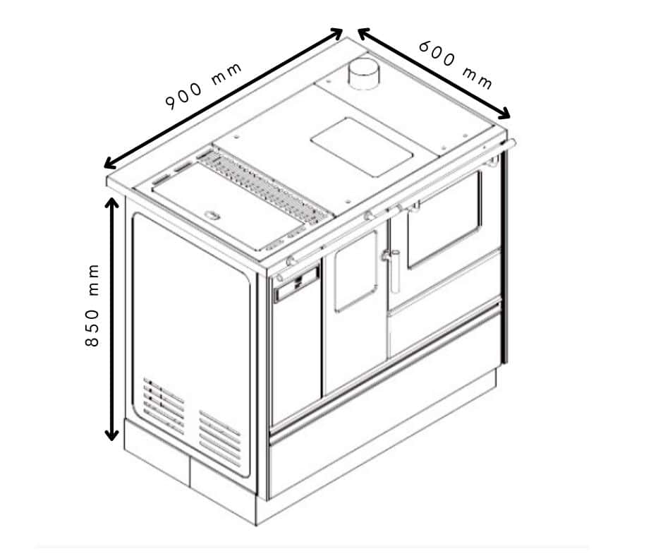 Alfa 90 pellet range diagram on a white background.