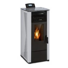 White K10 wood pellet stove on a white background.